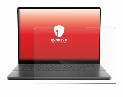 Abbildung des Geräts ASUS ROG Zephyrus G16 2024 mit einer Vielzahl des Displayschutzes.
