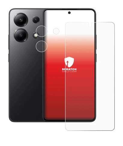 Abbildung des Geräts Xiaomi Redmi Note 13 (Display+Kamera) mit einer Vielzahl des Displayschutzes.