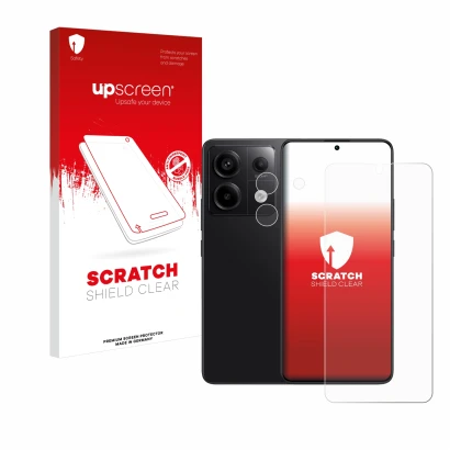 Vorderseite einer Produktverpackung mit dem Markenlogo upscreen. Daneben ist das Gerät Xiaomi Redmi Note 13 Pro 5G (Display+Ka