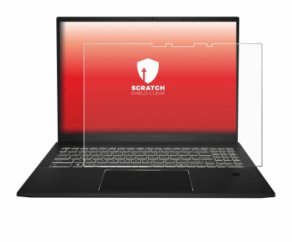 Abbildung des Geräts MSI Summit E16 AI Studio mit einer Vielzahl des Displayschutzes.