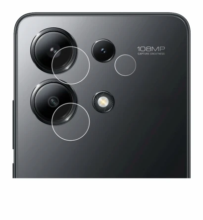 Abbildung des Geräts Xiaomi Redmi Note 13 4G (NUR Kameraschutz) mit einer Vielzahl des Displayschutzes.
