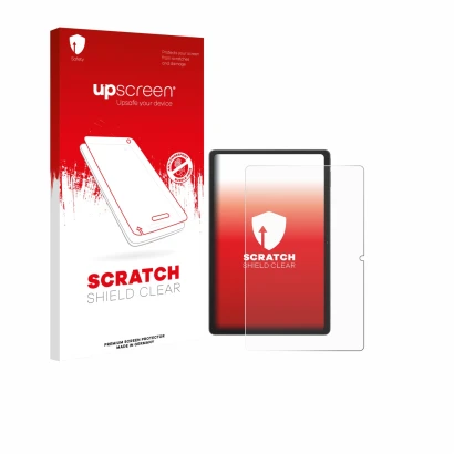Vorderseite einer Produktverpackung mit dem Markenlogo upscreen. Daneben ist das Gerät Blackview Tab 16 Pro mit dem zugehörige