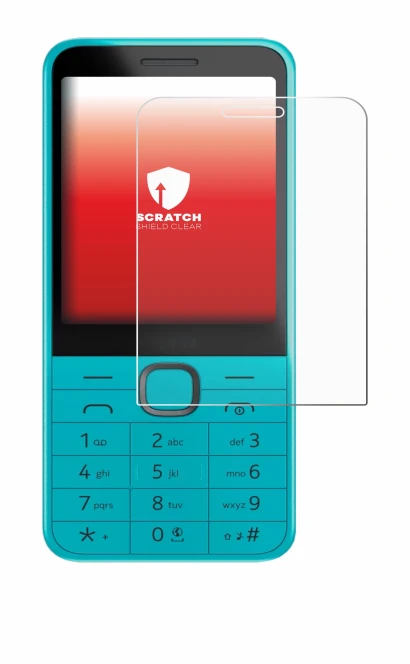 Abbildung des Geräts Nokia 235 4G (2024) mit einer Vielzahl des Displayschutzes.