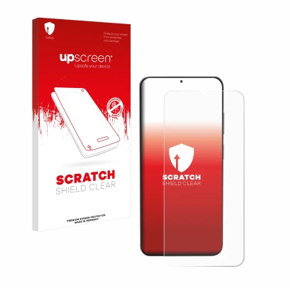 Vorderseite einer Produktverpackung mit dem Markenlogo upscreen. Daneben ist das Gerät Doogee N55 mit dem zugehörigen Displays