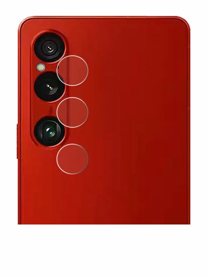 Abbildung des Geräts Sony Xperia 1 VI (NUR Kameraschutz) mit einer Vielzahl des Displayschutzes.