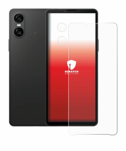 Abbildung des Geräts Sony Xperia 10 VI (Display+Kamera) mit einer Vielzahl des Displayschutzes.