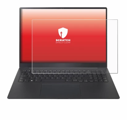 Abbildung des Geräts LG gram Pro 16 2024 mit einer Vielzahl des Displayschutzes.