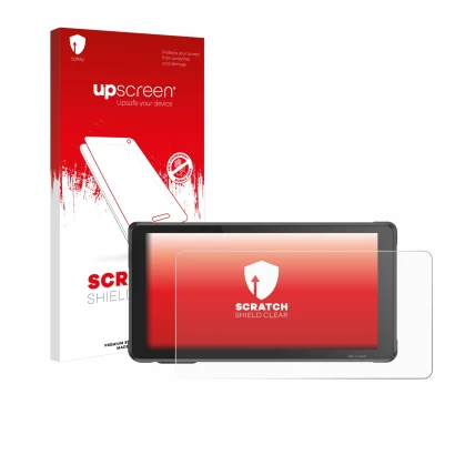 Vorderseite einer Produktverpackung mit dem Markenlogo upscreen. Daneben ist das Gerät Interphone RideSync Sync55 mit dem zuge