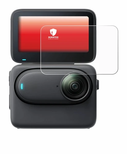 Abbildung des Geräts Insta360 Go 3S mit einer Vielzahl des Displayschutzes.