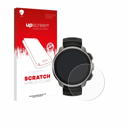 Vorderseite einer Produktverpackung mit dem Markenlogo upscreen. Daneben ist das Gerät Suunto Ocean mit dem zugehörigen Displa