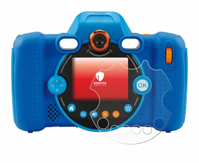 Abbildung des Geräts Vtech Kidizoom Duo FX mit einer Vielzahl des Displayschutzes.