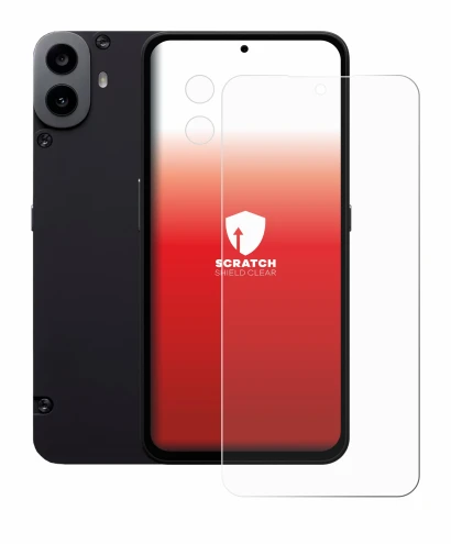Abbildung des Geräts Nothing CMF Phone 1 (Display+Kamera) mit einer Vielzahl des Displayschutzes.