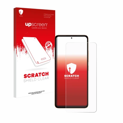 Vorderseite einer Produktverpackung mit dem Markenlogo upscreen. Daneben ist das Gerät HMD Pulse mit dem zugehörigen Displaysc