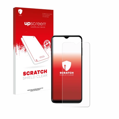 Vorderseite einer Produktverpackung mit dem Markenlogo upscreen. Daneben ist das Gerät Nokia G60 5G mit dem zugehörigen Displa