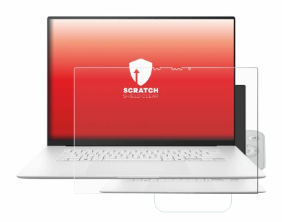 Abbildung des Geräts ASUS ZenBook S 16 mit einer Vielzahl des Displayschutzes.