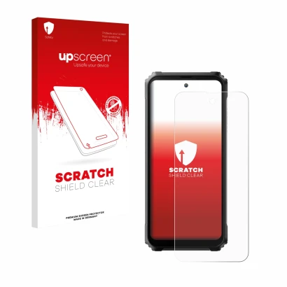 Vorderseite einer Produktverpackung mit dem Markenlogo upscreen. Daneben ist das Gerät Blackview BL9000 Pro mit dem zugehörige