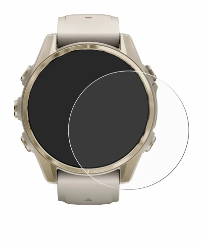 Abbildung des Geräts Garmin Fenix 8 (43 mm) mit einer Vielzahl des Displayschutzes.