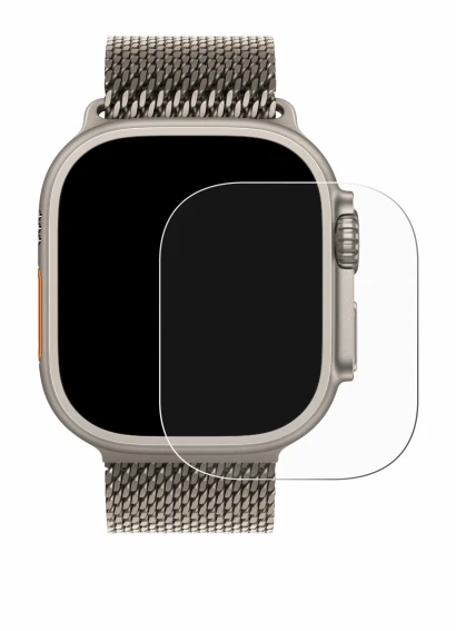 Abbildung des Geräts Apple Watch Ultra 3 mit einer Vielzahl des Displayschutzes.