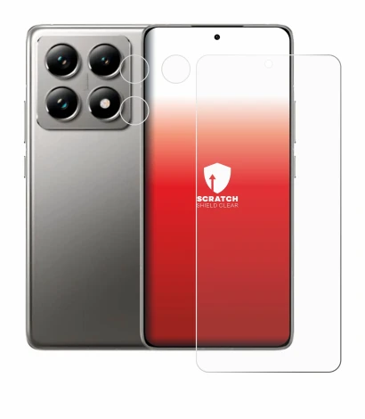 Abbildung des Geräts Xiaomi 14T Pro (Display+Kamera) mit einer Vielzahl des Displayschutzes.