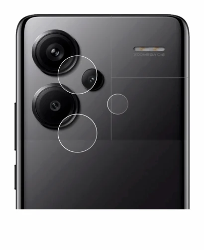 Abbildung des Geräts Xiaomi Redmi Note 13 Pro+ 5G (NUR Kameraschutz) mit einer Vielzahl des Displayschutzes.