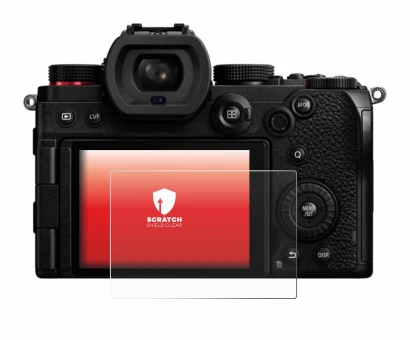 Abbildung des Geräts Panasonic Lumix DC-S5D mit einer Vielzahl des Displayschutzes.
