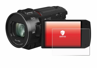 Abbildung des Geräts Panasonic HC-VX3 mit einer Vielzahl des Displayschutzes.