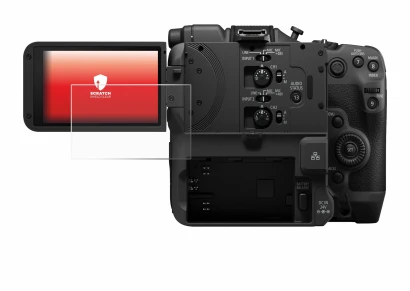 Abbildung des Geräts Canon EOS C400 mit einer Vielzahl des Displayschutzes.