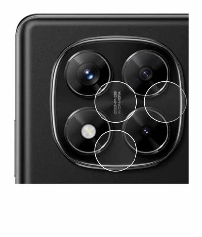 Abbildung des Geräts Xiaomi Redmi Note 14 Pro (NUR Kameraschutz) mit einer Vielzahl des Displayschutzes.