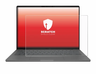 Abbildung des Geräts ASUS ZenBook A14 UX3407 mit einer Vielzahl des Displayschutzes.