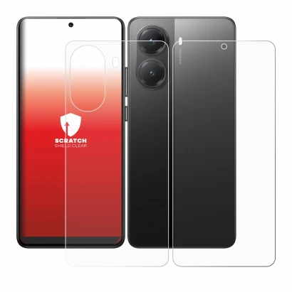 Abbildung des Geräts Xiaomi Poco X7 Pro (Display+Rückseite) mit einer Vielzahl des Displayschutzes.
