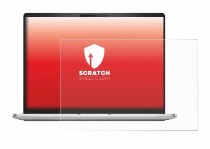 Abbildung des Geräts Dell Pro 16 Plus PB16250 mit einer Vielzahl des Displayschutzes.