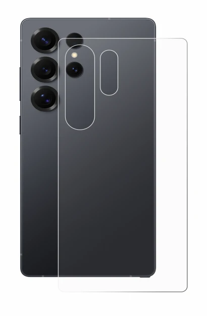 Abbildung des Geräts Samsung Galaxy S25 Ultra Enterprise Edition (Rückseite) mit einer Vielzahl des Displayschutzes.