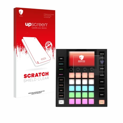 Vorderseite einer Produktverpackung mit dem Markenlogo upscreen. Daneben ist das Gerät Wolfmix W1 MK2 mit dem zugehörigen Disp