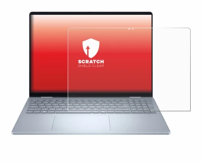 Abbildung des Geräts Dell 16 Plus-2-in-1 mit einer Vielzahl des Displayschutzes.