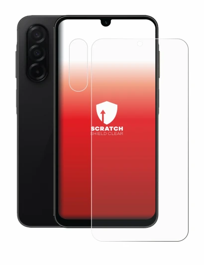 Abbildung des Geräts Samsung Galaxy A26 5G (Display+Kamera) mit einer Vielzahl des Displayschutzes.