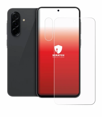 Abbildung des Geräts Samsung Galaxy A36 5G (Display+Kamera) mit einer Vielzahl des Displayschutzes.