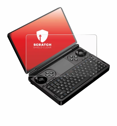 Abbildung des Geräts GPD Win Mini (2025) mit einer Vielzahl des Displayschutzes.
