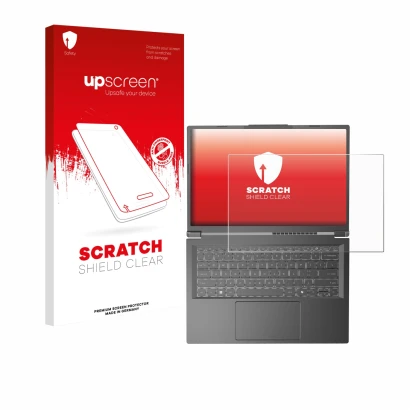 Vorderseite einer Produktverpackung mit dem Markenlogo upscreen. Daneben ist das Gerät Acer Aspire 14 AI mit dem zugehörigen D