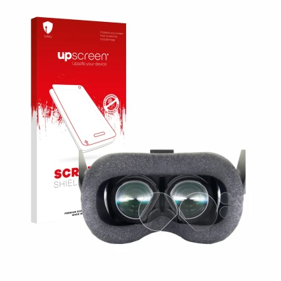 Vorderseite einer Produktverpackung mit dem Markenlogo upscreen. Daneben ist das Gerät Valve Index VR-Headset mit dem zugehöri