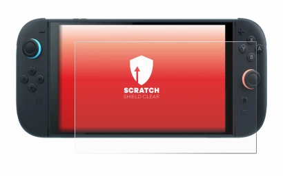 Abbildung des Geräts Nintendo Switch 2 mit einer Vielzahl des Displayschutzes.