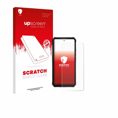 Vorderseite einer Produktverpackung mit dem Markenlogo upscreen. Daneben ist das Gerät Ulefone Armor 28 Pro mit dem zugehörige