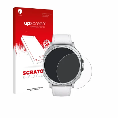 Vorderseite einer Produktverpackung mit dem Markenlogo upscreen. Daneben ist das Gerät Samsung Galaxy Watch 8 Classic (46 mm)