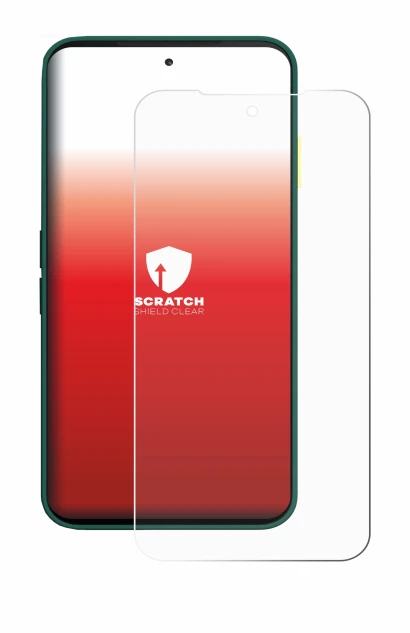 Abbildung des Geräts Fairphone 6 mit einer Vielzahl des Displayschutzes.