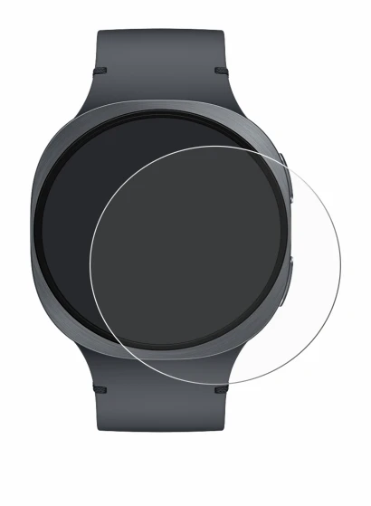 Abbildung des Geräts Samsung Galaxy Watch 8 (44 mm) mit einer Vielzahl des Displayschutzes.