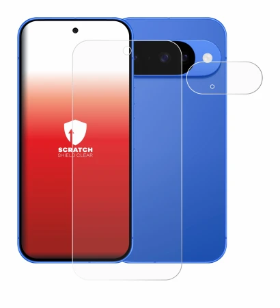 Abbildung des Geräts Google Pixel 10 (Display+Kamera) mit einer Vielzahl des Displayschutzes.