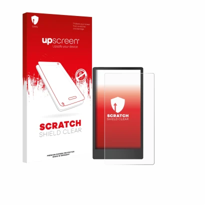 Vorderseite einer Produktverpackung mit dem Markenlogo upscreen. Daneben ist das Gerät reMarkable Paper Pro Move mit dem zugeh