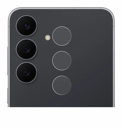 Abbildung des Geräts Samsung Galaxy S25 FE (NUR Kameraschutz) mit einer Vielzahl des Displayschutzes.