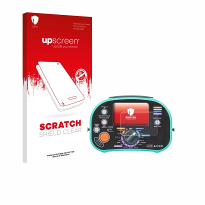 Vorderseite einer Produktverpackung mit dem Markenlogo upscreen. Daneben ist das Gerät Kewtech KT63DL mit dem zugehörigen Disp