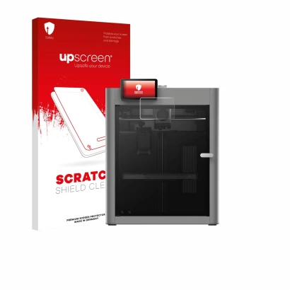 Vorderseite einer Produktverpackung mit dem Markenlogo upscreen. Daneben ist das Gerät Bambu Lab P2S 3D Printer mit dem zugehö