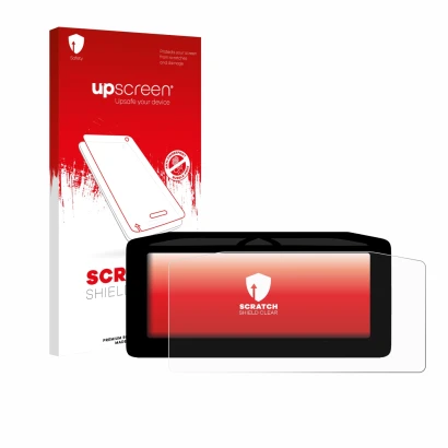 Vorderseite einer Produktverpackung mit dem Markenlogo upscreen. Daneben ist das Gerät Ducati XDiavel V4 2025 Tachoanzeige mit